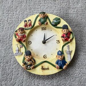 Vintage Harrods Knightsbridge British Teddy Bear Decorative Clock
